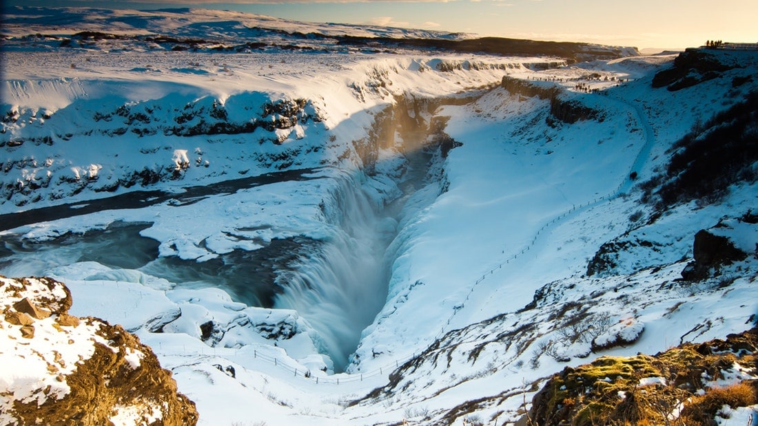 Gullfoss Waterfall Iceland in Winter
