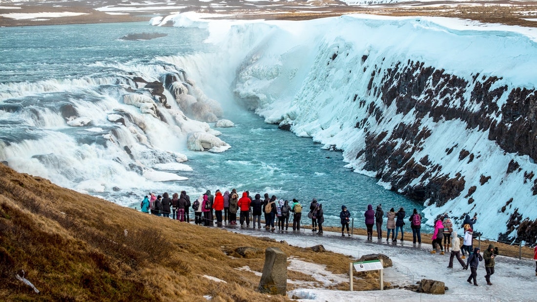 Gullfoss Waterfall Iceland in Winter